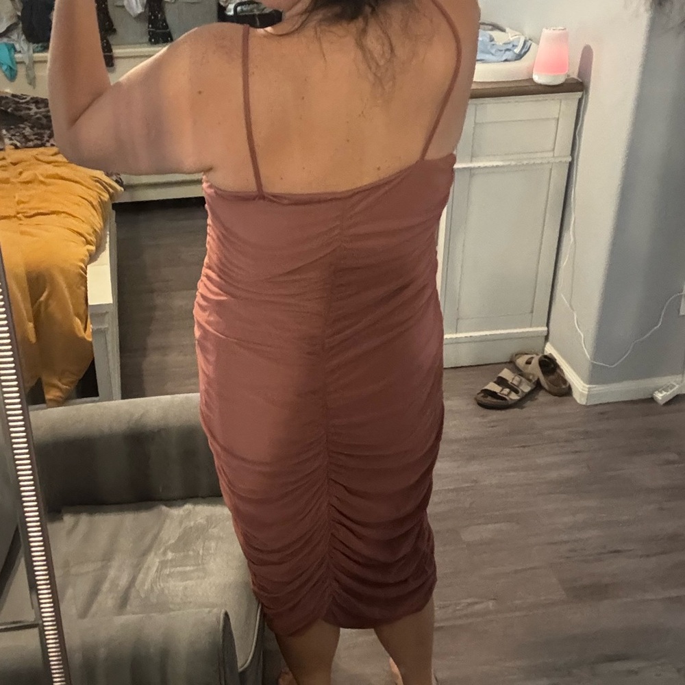 ASOS curve Strapless Ruched Dress - Rust - Picture 12 of 13